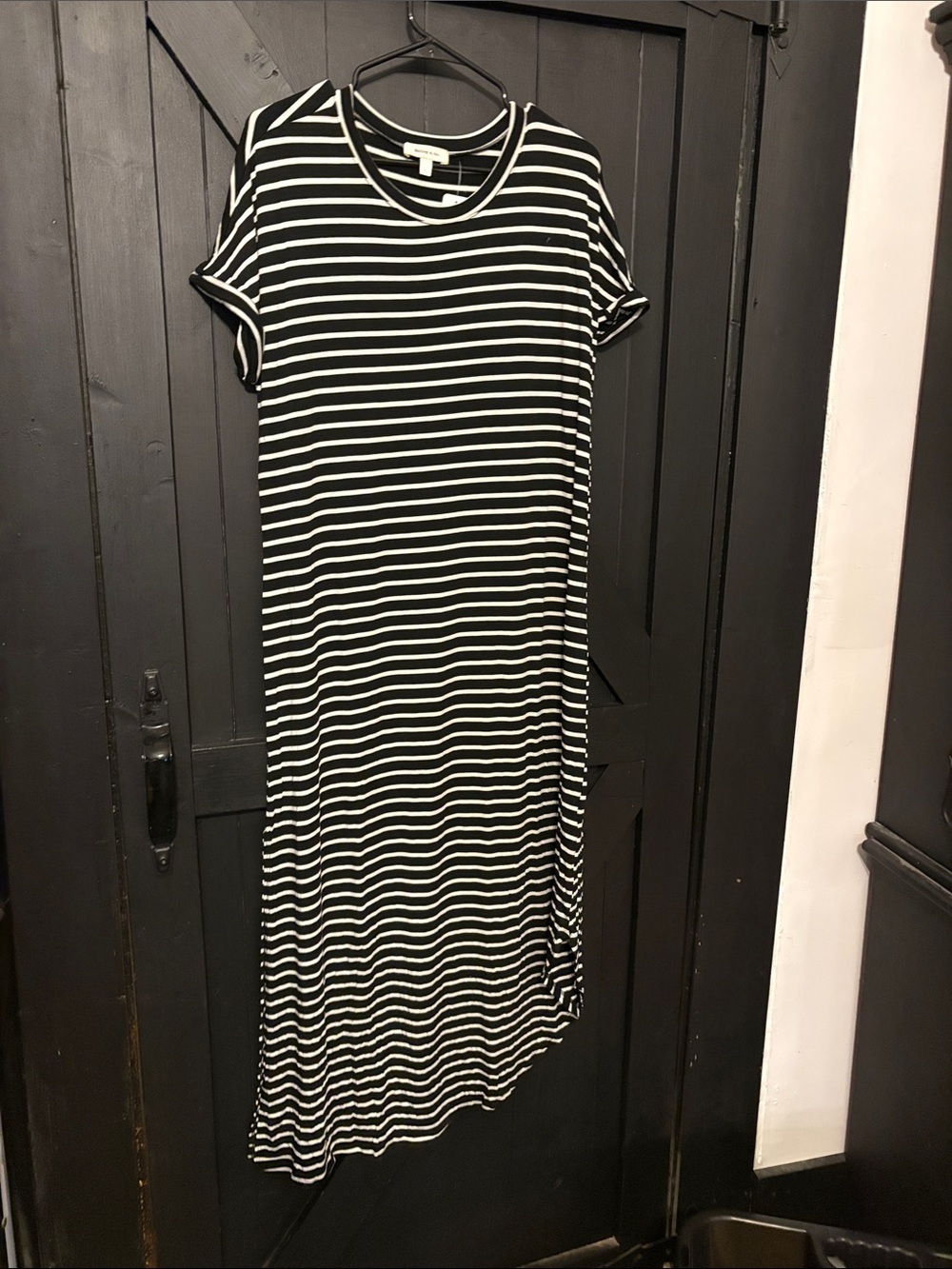 Striped Black and White Maxi Dress - Casual Tee Style